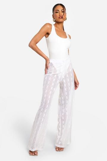 White Lace Straight Leg Trouser