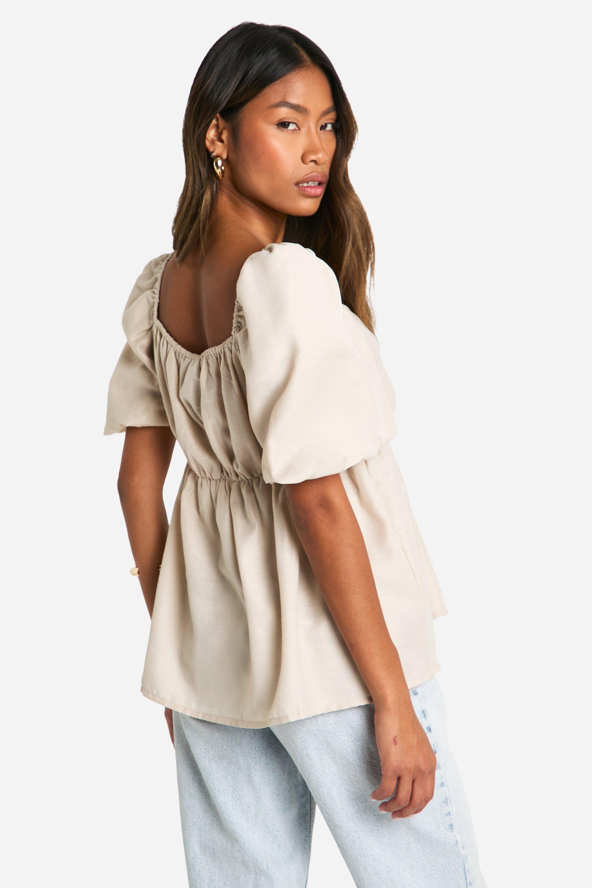 Boohoo peplum top with bell sleeve best sale