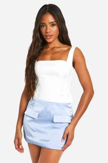 Satin Micro Mini Skirt baby blue