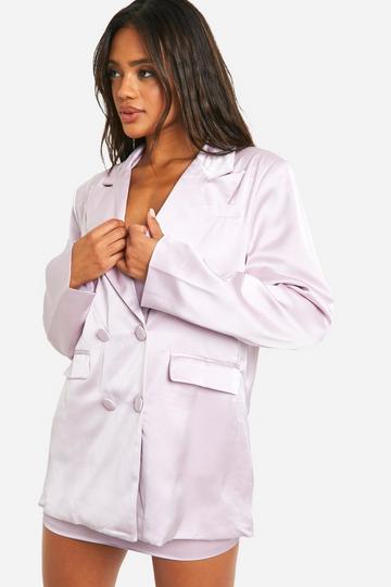 Satijnen Long Line Blazer baby pink