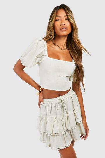 Cotton Crochet Trim Rara Skirt stone