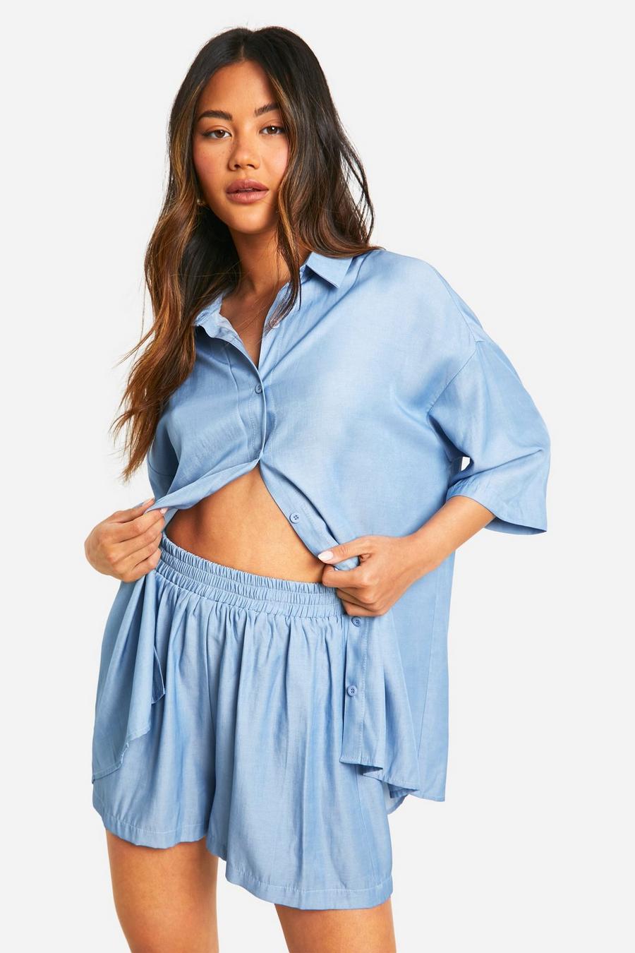 Light blue Chambray Floaty Short image number 1