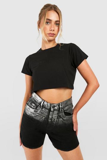 Metallic Ombre Longline Denim Shorts silver