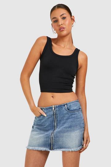 Vintage Wash Zip Front Micro Mini Skirt vintage blue