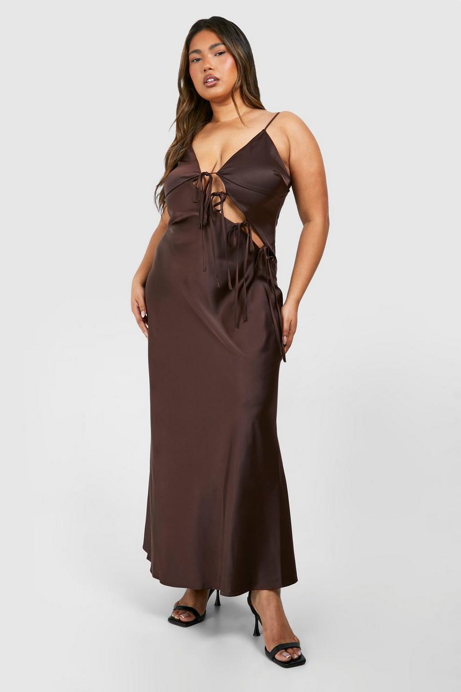 Chocolate Plus Cut Out Bow Detail Maxi Dress  image number 1