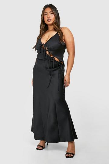 Black Plus Cut Out Bow Detail Maxi Dress