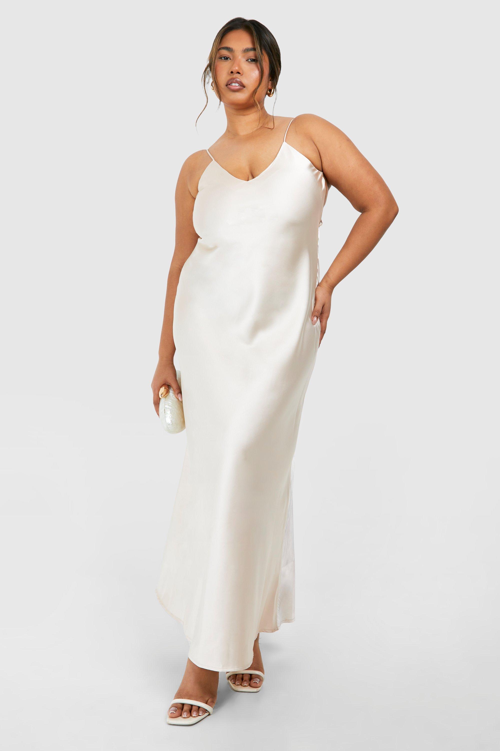 Plus Open Back Detail Satin Maxi Dress | boohoo USA