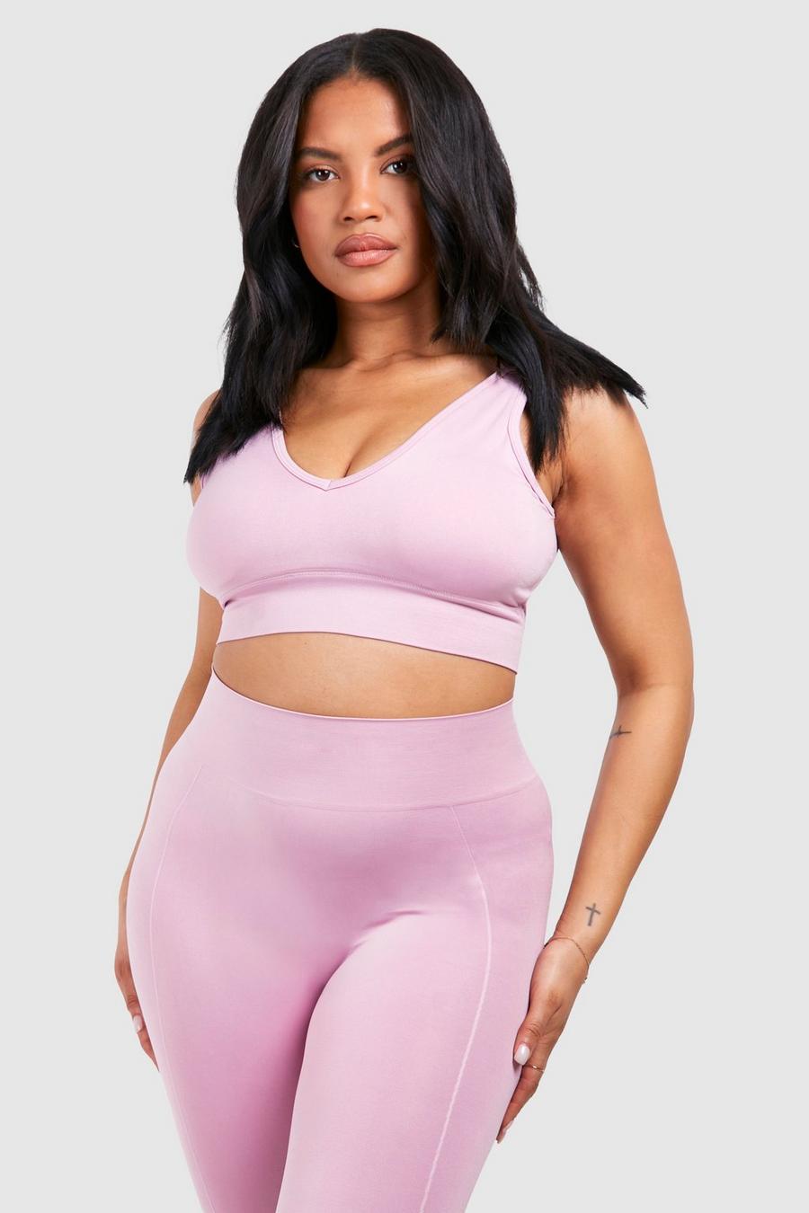 Baby pink Plus Supersoft Premium Seamless Padded Sports Bra  image number 1