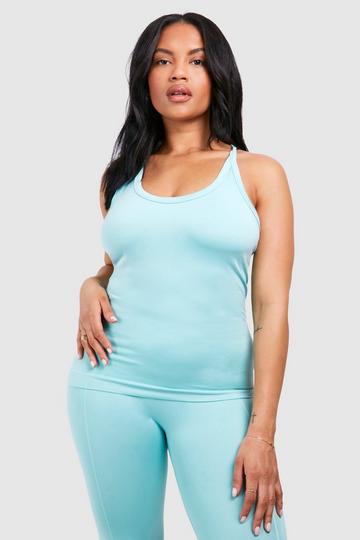 Plus Supersoft Premium Seamless Strappy Back Top aqua