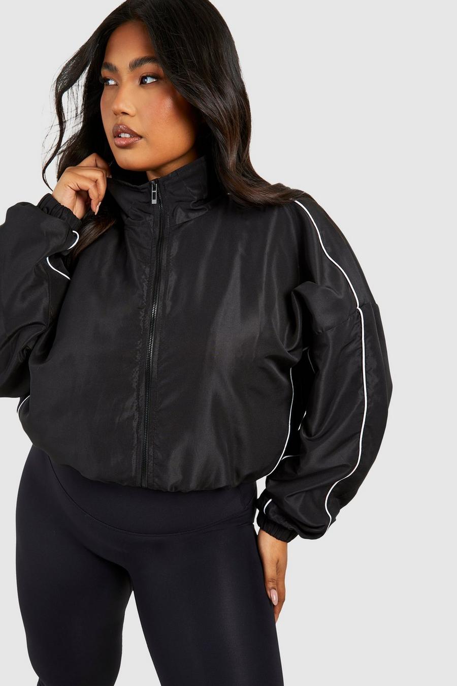 Black Plus Contrast Binding Shell Jacket