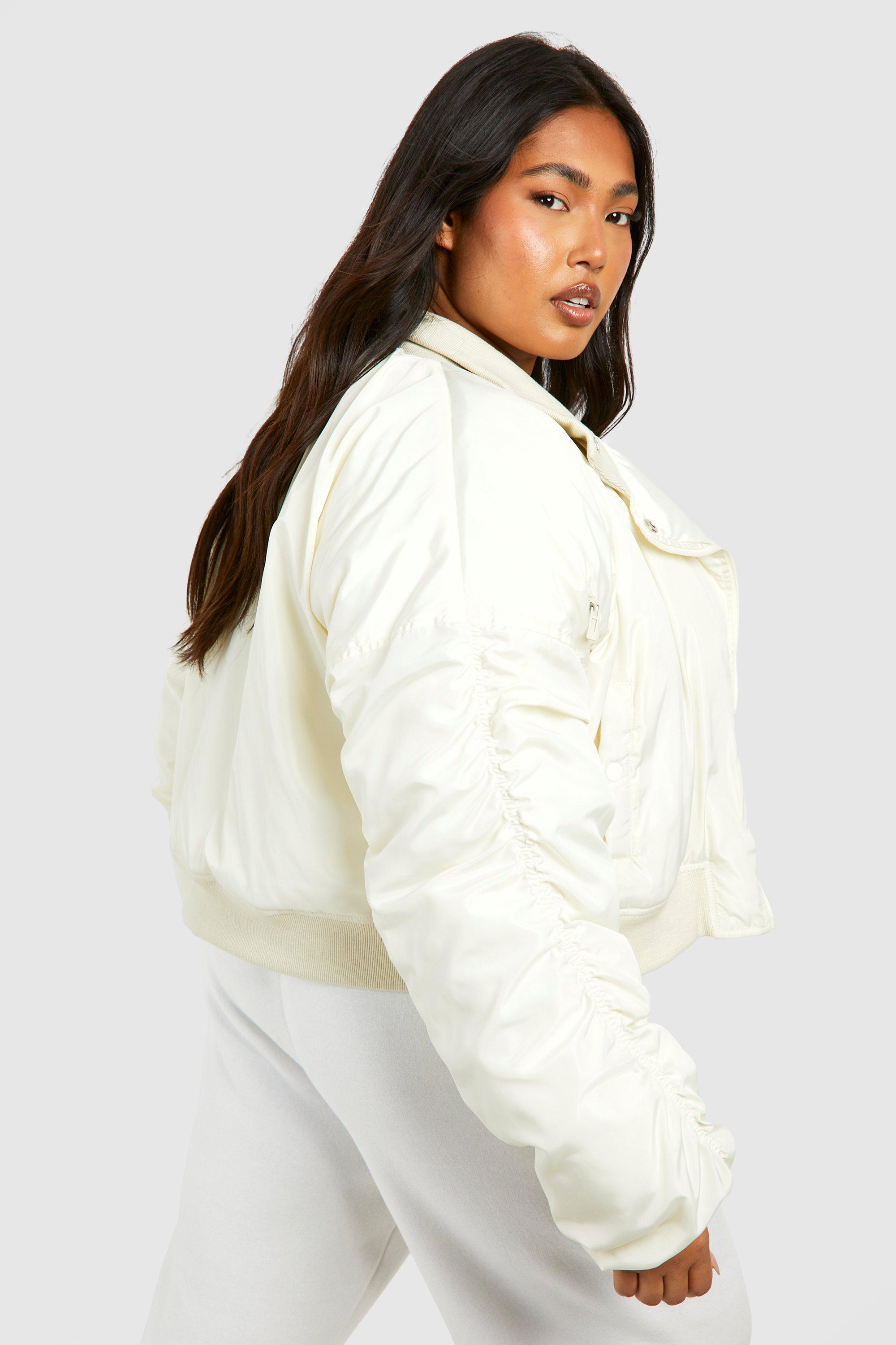 Plus Asymmetric Collar Detail Bomber Jacket | boohoo