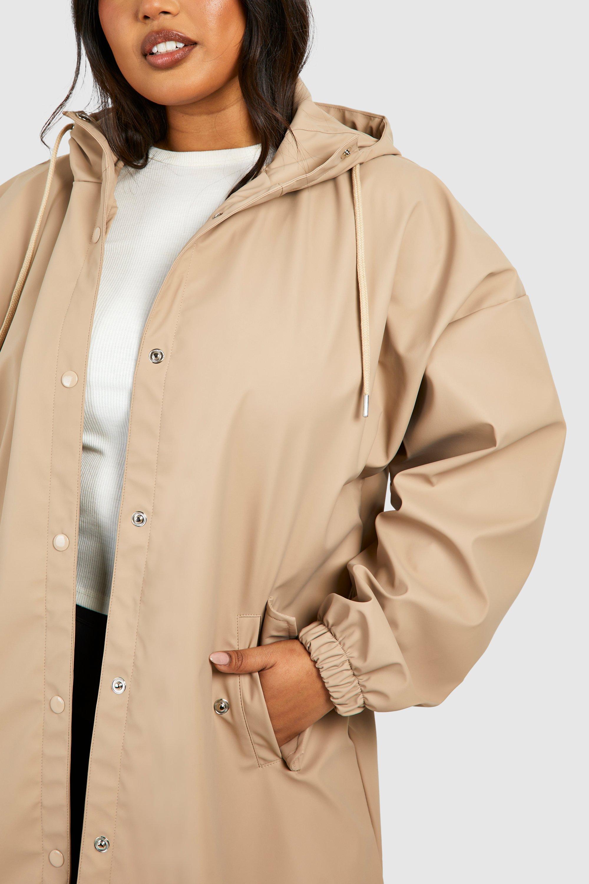 Plus Midi Hooded Raincoat boohoo USA