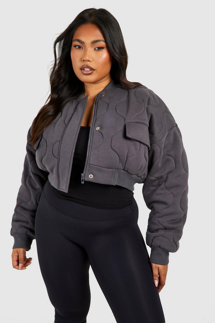 Giacca Bomber Plus Size trapuntata a bulbi, Light grey image number 1