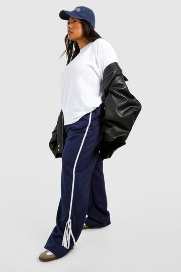 Plus Side Stripe Bow Detail Jogger navy