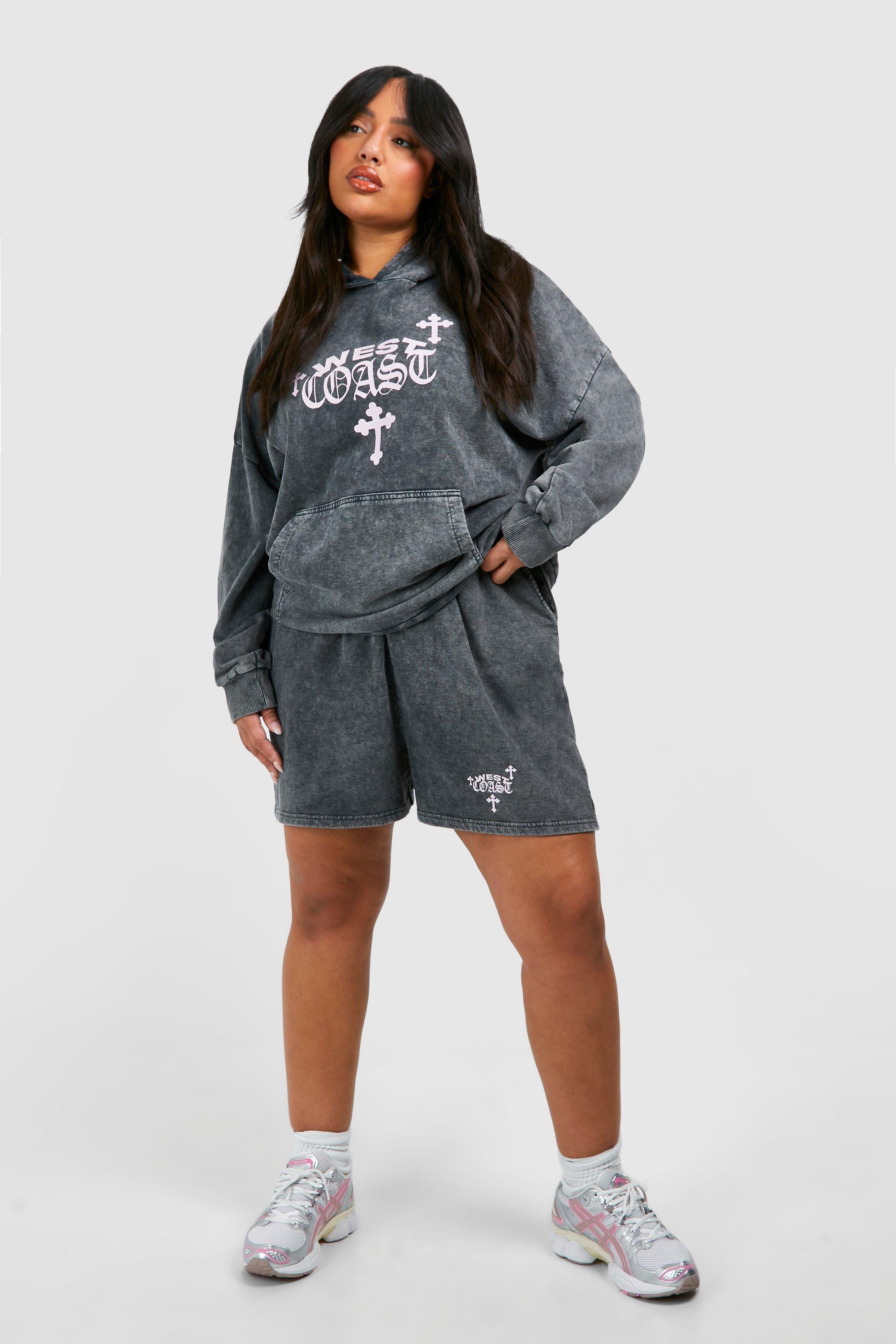 国内外の人気集結！ Cross Coast West Plus Print Tracksuit Short Hooded Washed トップス