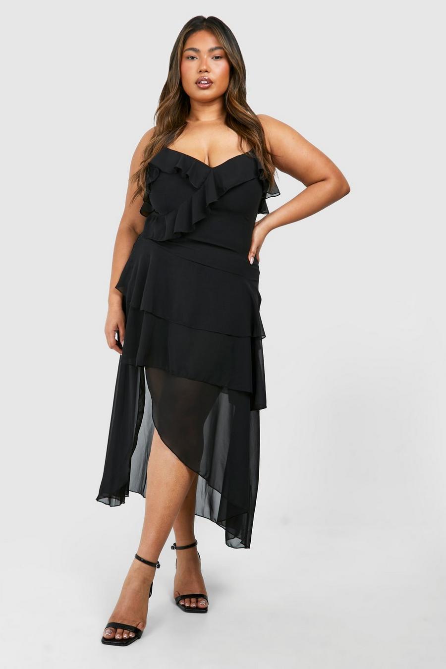 Black Plus Ruffle Midaxi Dress  image number 1