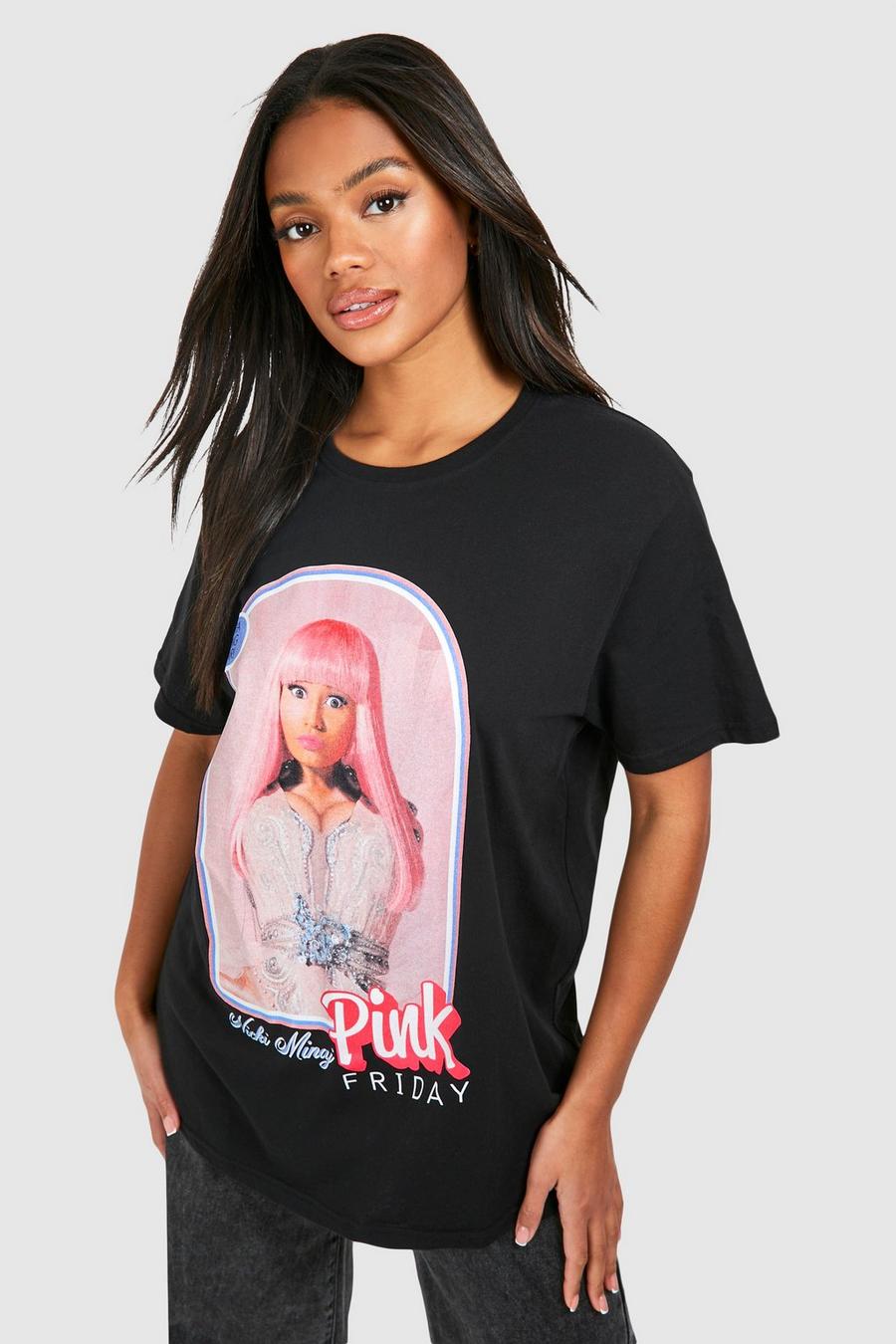 Camiseta oversize con estampado de Nicki Minaj, Black image number 1