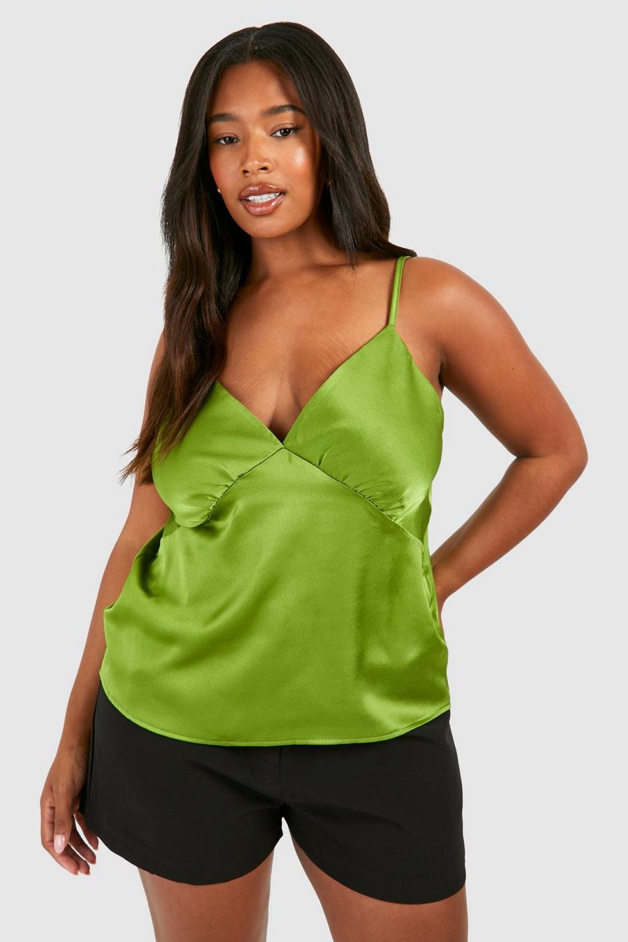 Top smanicato Plus Size con cuciture, Lime image number 1
