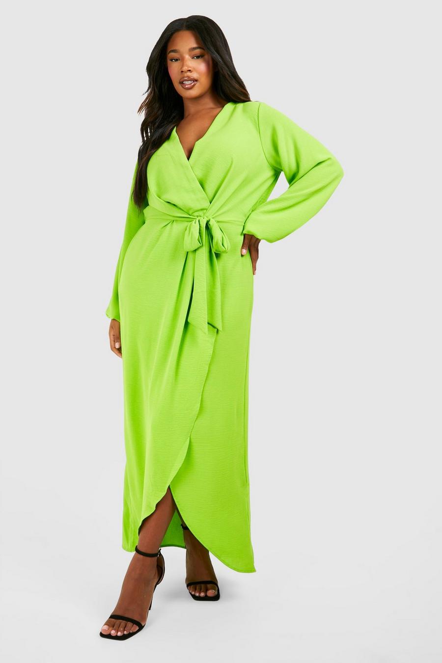 Lime Plus Långklänning i satin med knytdetalj image number 1