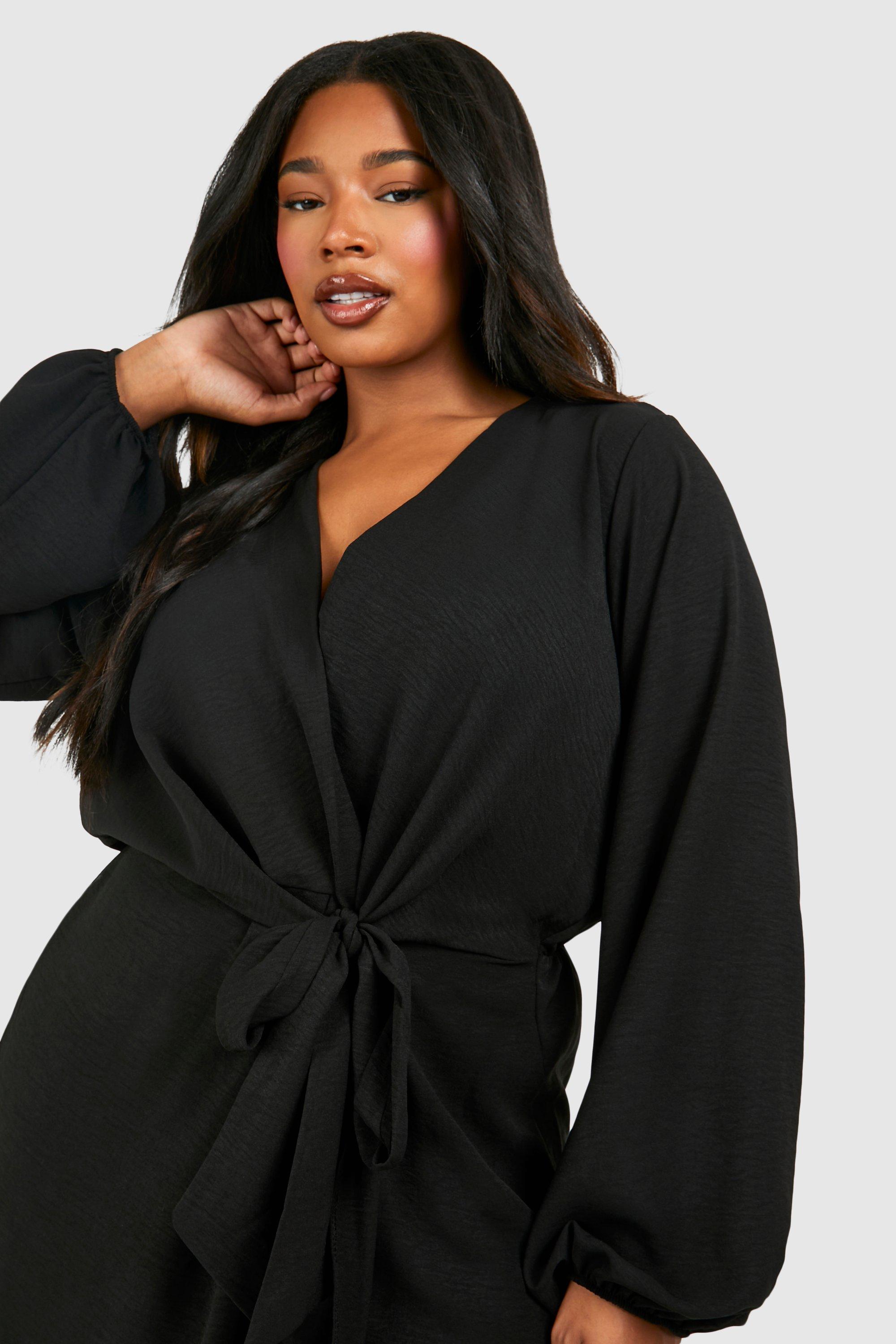 Plus Textured Tie Detail Maxi Dress | boohoo USA Plus Textured Tie Detail Maxi Dress | boohoo USA