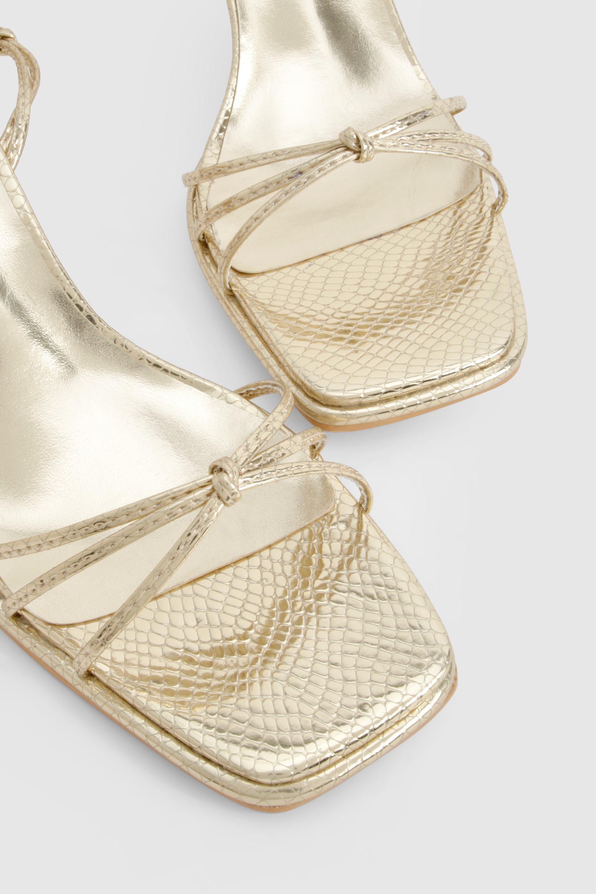 Wide Fit Metallic Croc Strappy Heels