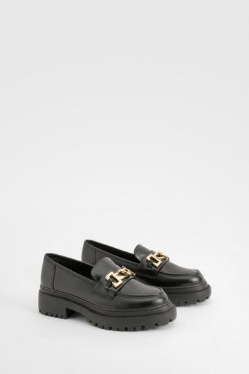 Chunky Metal Trim Loafers black