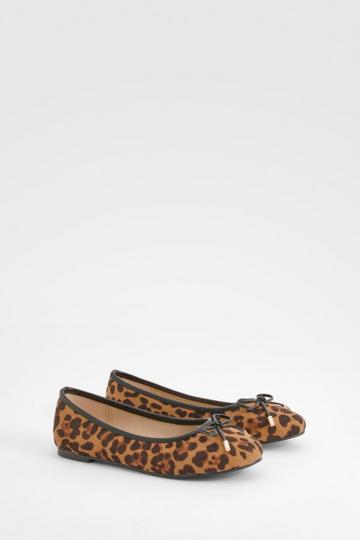 Wide Fit Leopard Round Toe Ballet Flats leopard