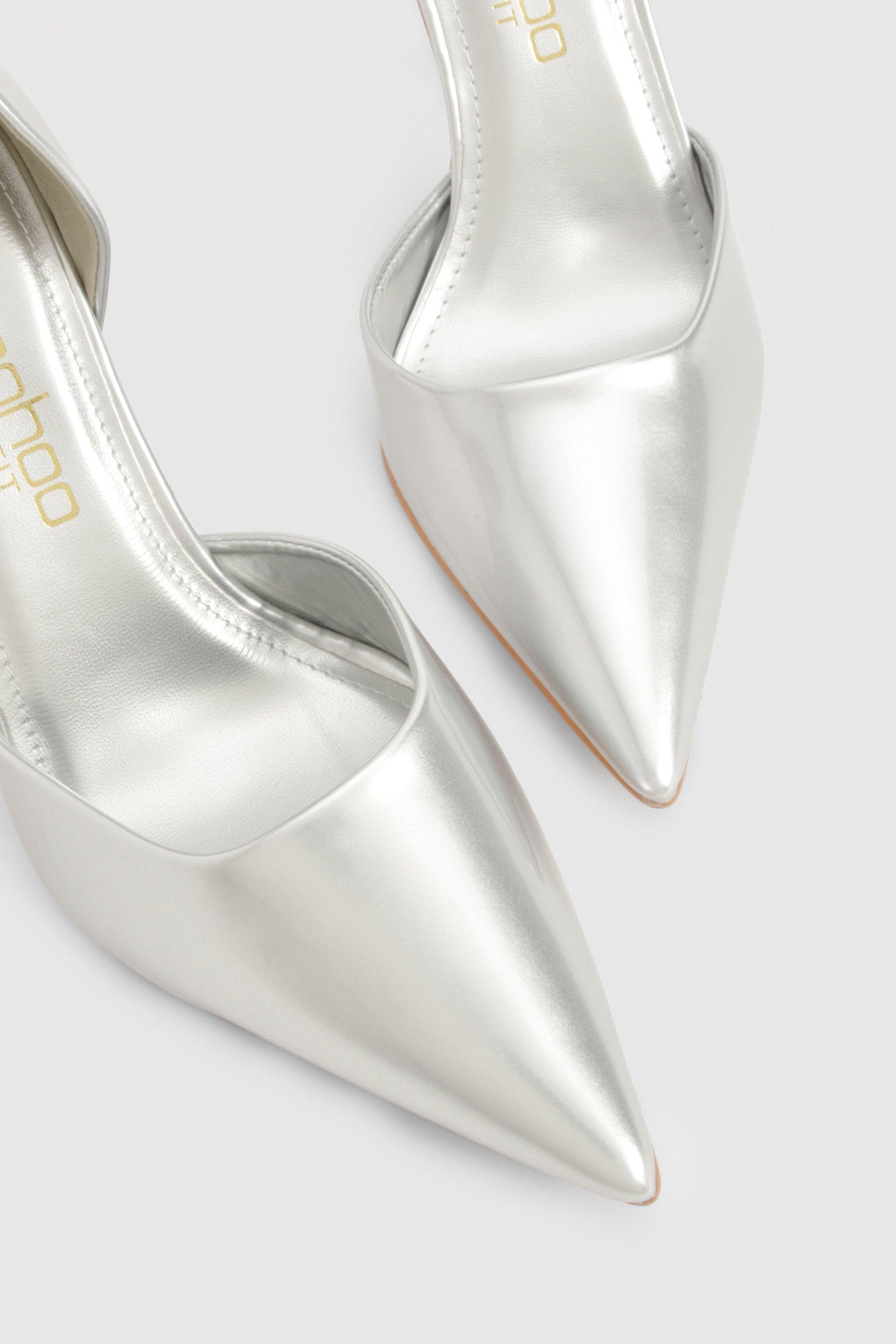 Wide Fit Metallic Patent Cut Out Court Shoe
