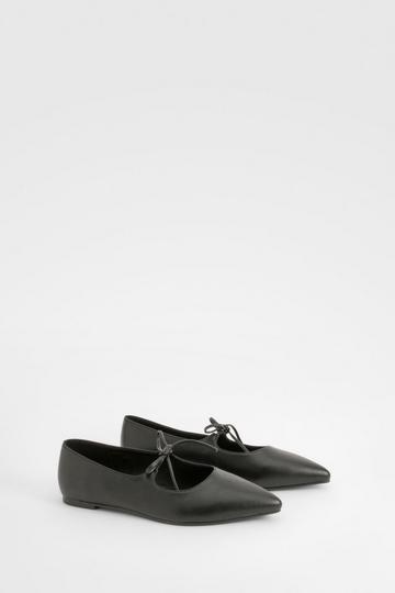 Wide Fit Bow Detail Pointed Flats black