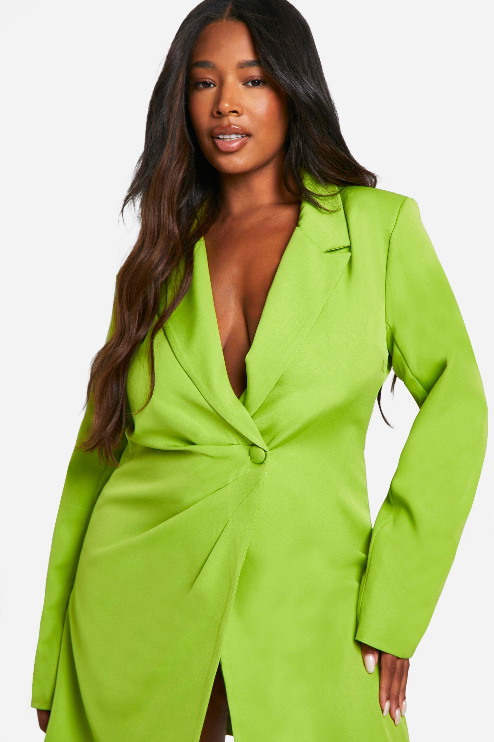 Plus Woven Drape Detail Blazer Dress boohoo NZ