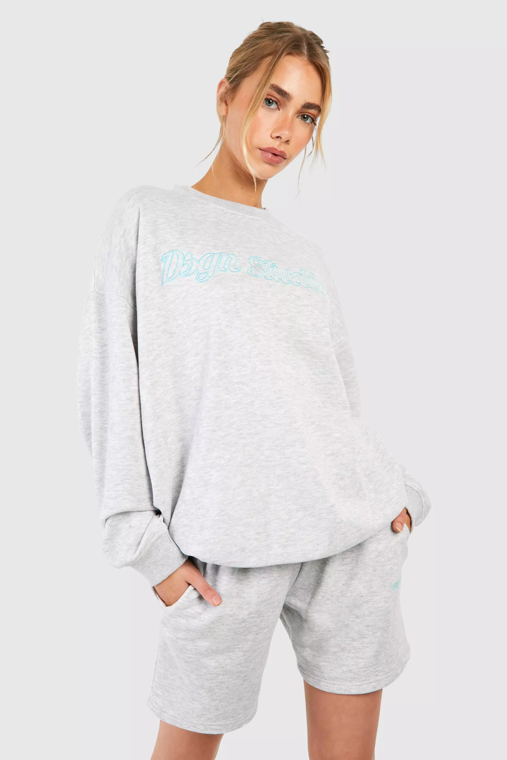 Ash grey Dsgn Studio Script Oversized Sweatshirt  alternative image