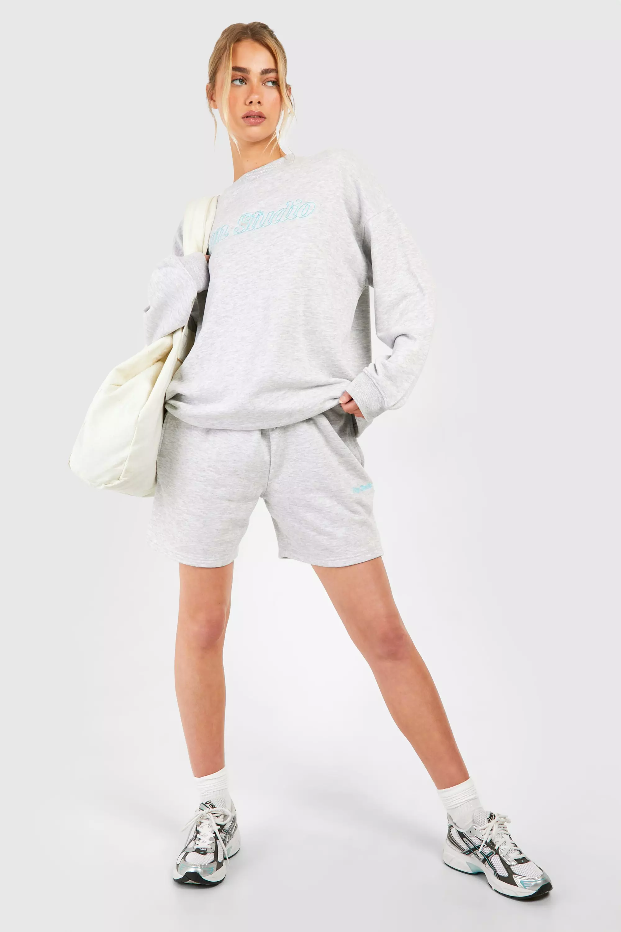 Ash grey Dsgn Studio Script Oversized Sweatshirt  alternative image