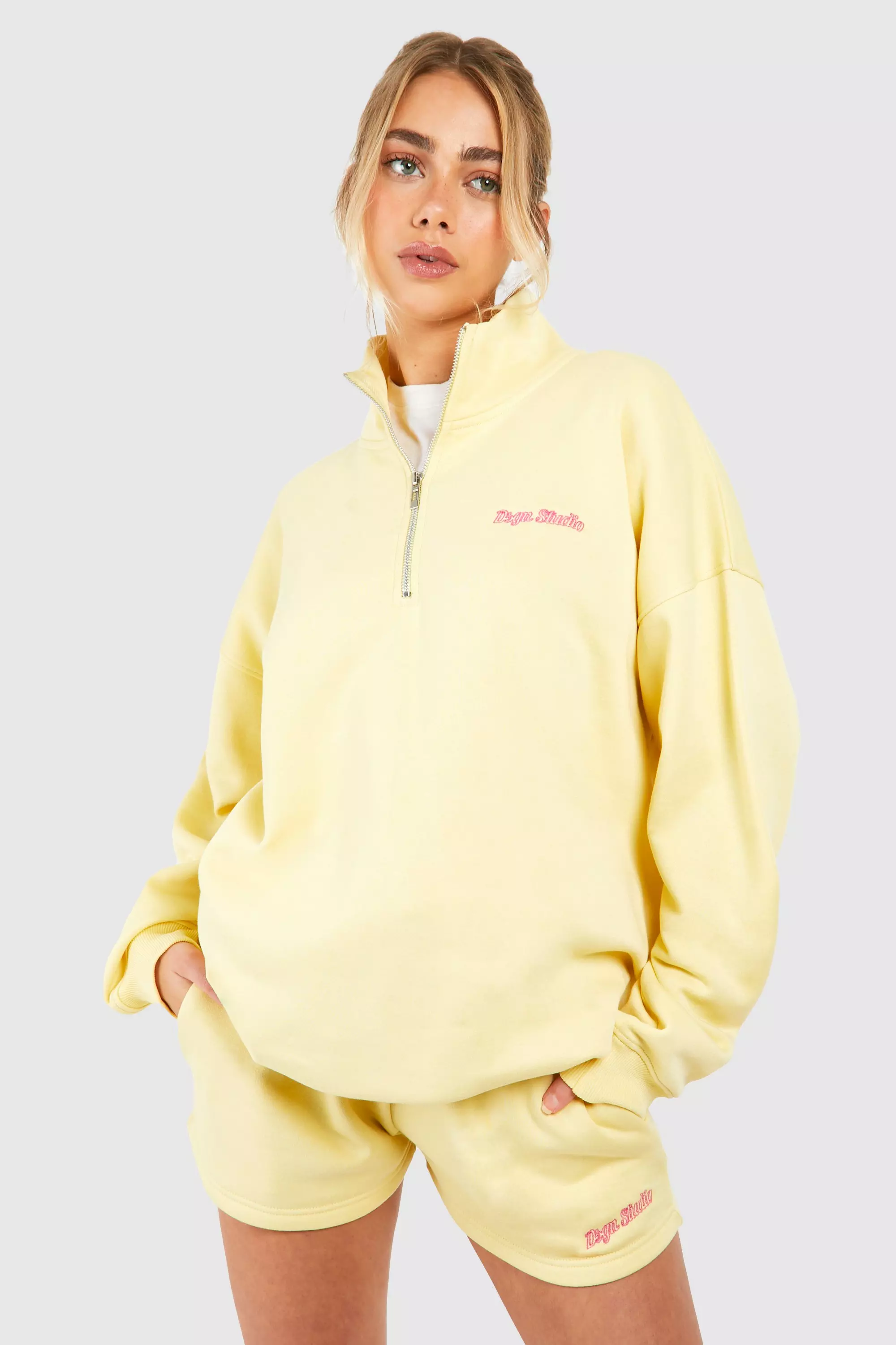 Lemon Dsgn Studio Script Oversized Half Zip Sweatshirt alternative image