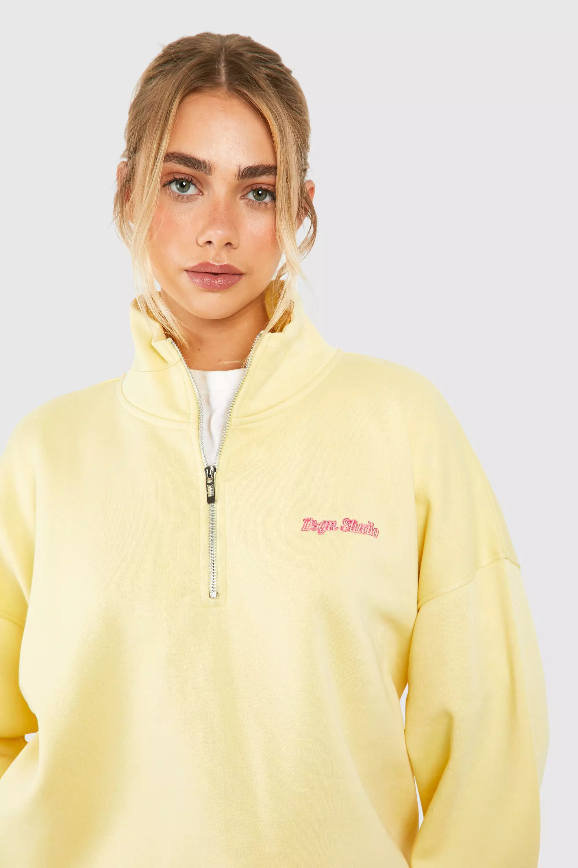 Lemon Dsgn Studio Script Oversized Half Zip Sweatshirt alternative image