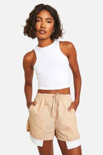 Stone Beige Tall Woven Pocket Detail Shorts