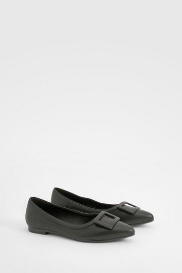 Trim Detail Pointed Ballerina black