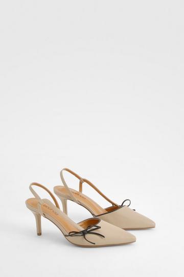 Bow Detail Slingback Court Heels nude