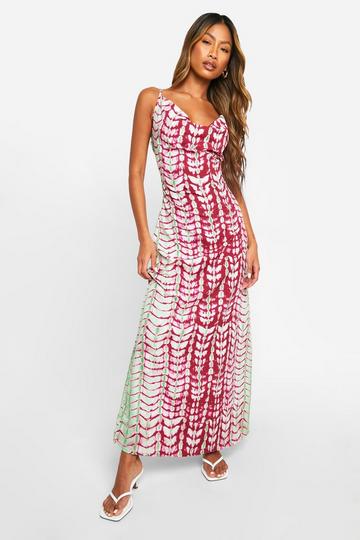 Tie Dye Maxi Jurk Met Col pink