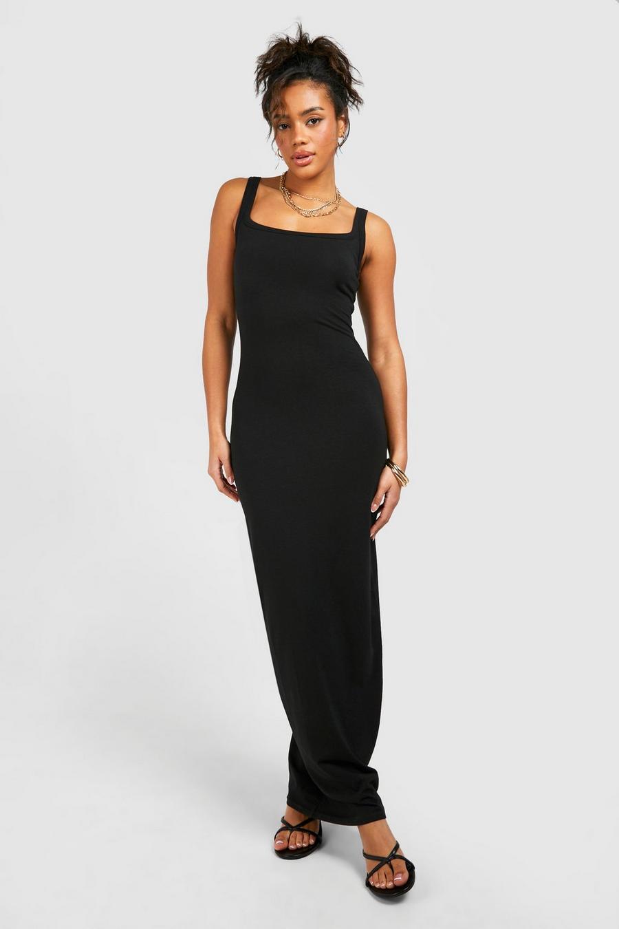 Black Premium Super Soft Strappy Maxi Dress image number 1