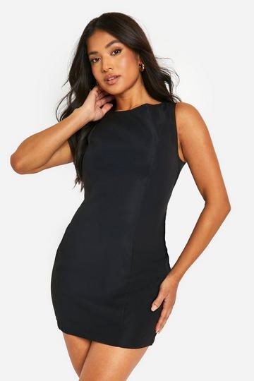 Petite Open Back Tailored Mini Dress black