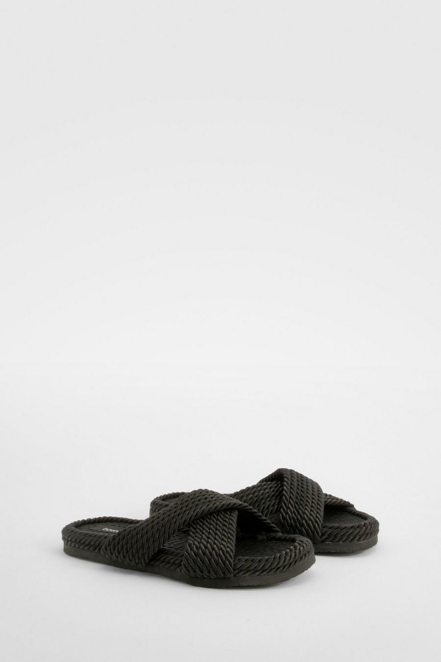Sandalias cruzadas estilo cordón, Black