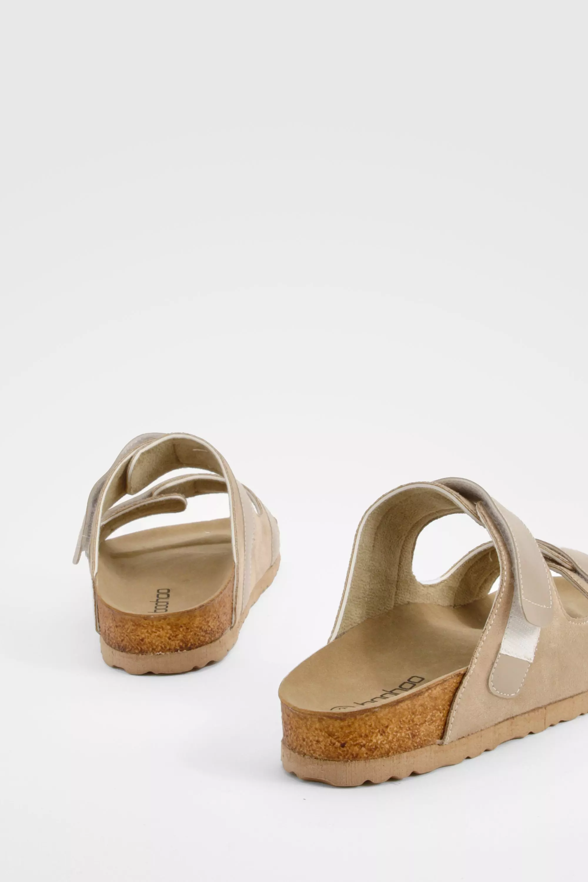 Taupe Adjustable Strap Footbed Sliders   alternative image