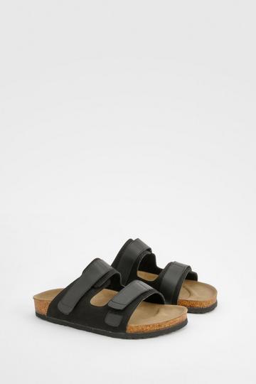 Adjustable Strap Footbed Sliders black