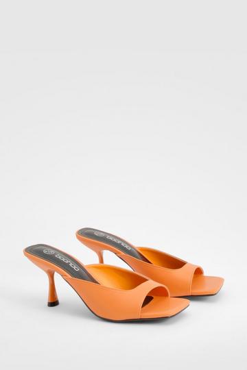 Square Toe Heeled Mules orange