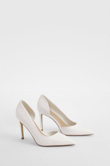 White Patent Cut Out Basic Mid Height Court