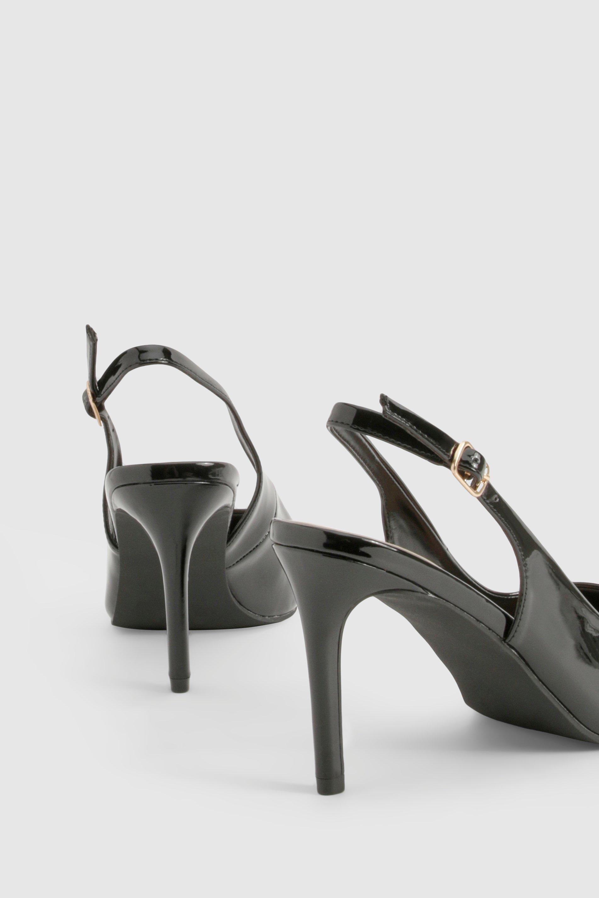 Patent Mid Height Slingback Court Shoes