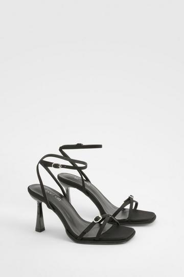 Black Wide Width 2 Part Buckle Detail Heels