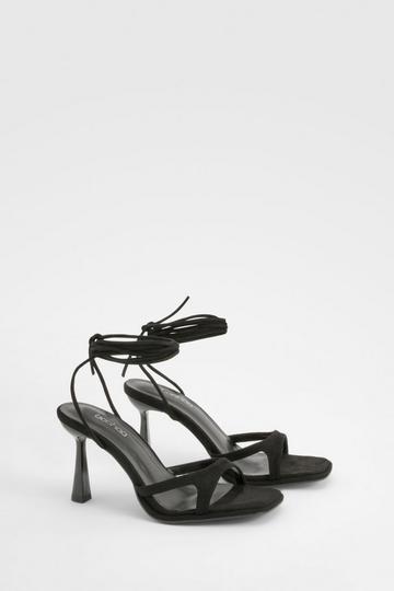 Wide Fit Strappy Cut Out Heels black