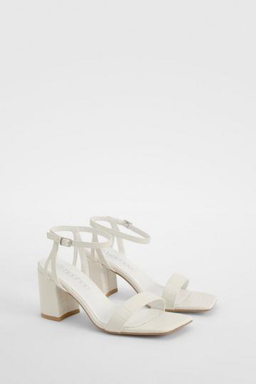 Croc Two Part Block Heels white