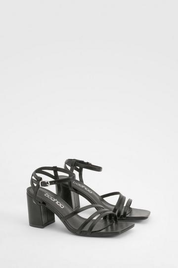 Asymmetric Strappy Detail Two Part Block Heels black